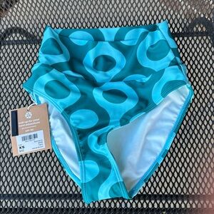 Nani XS NWT Women's Blue Green Patterned High-Waist Swim Bottom